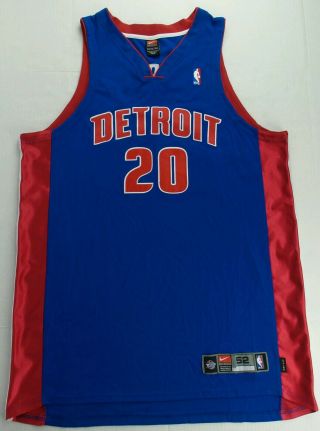Vintage Authentic Nike Detroit Pistons Jon Barry Basketball Jersey Size Mens 52
