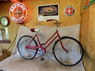1972 Schwinn Breeze Ladies Road Cruiser Bicycle Red Collegiate Suburban Vintage