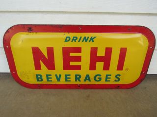 Vintage 1955 Nehi Beverages Convex Metal Sign 20 1/2 " X 10 " Soda Cola