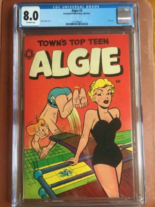 Algie 3 Cgc 8.  0 Ow Accepted Gga Red Cover 2nd Highest Graded Rare Sweet