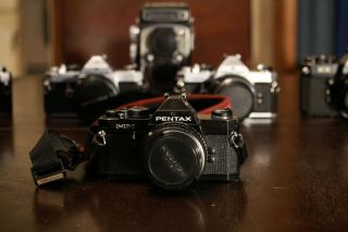 Vintage Black Pentax Mx Slight Wear Great.  Includes Smc Pentax - M 50mm F1.  7