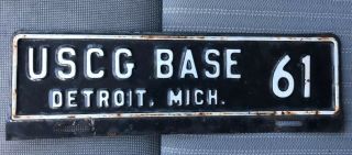Vintage Uscg (united States Coast Guard) Detroit Michigan License Plate Topper