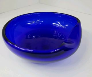 Cobalt Blue Glass Tiffany Co RARE Vintage SIGNED Elsa Peretti Crystal Bowl 2