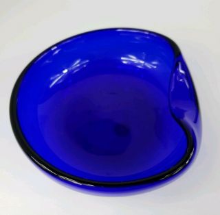 Cobalt Blue Glass Tiffany Co RARE Vintage SIGNED Elsa Peretti Crystal Bowl 3