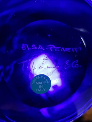 Cobalt Blue Glass Tiffany Co RARE Vintage SIGNED Elsa Peretti Crystal Bowl 7