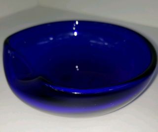 Cobalt Blue Glass Tiffany Co RARE Vintage SIGNED Elsa Peretti Crystal Bowl 8
