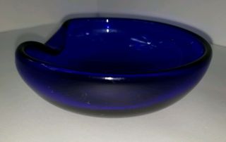 Cobalt Blue Glass Tiffany Co RARE Vintage SIGNED Elsa Peretti Crystal Bowl 9