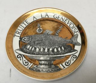 Vintage Fornasetti Pranzo Alle Otto Truite A La Genovoise Coaster 4” Plate 2
