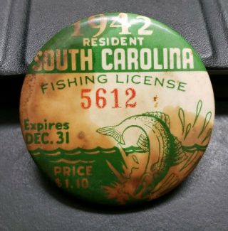 Vintage 1942 South Carolina Fishing License 5612 Hunting License