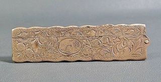 19c.  Antique Victorian Sterling Silver Engraved Comb Case Holder Flowers Marked