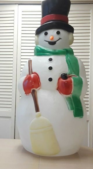 Christmas Frosty The Snowman W/ Carrot Nose Blow Mold - Empire - Vtg - 40 " Ht.  W/cord