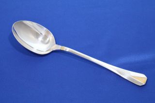 One Christofle Atlantide Gold Silver - Plated Large Serving Spoon 10 " France Tx