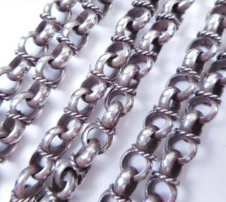 Vtg Or Antique Heavy 59g Sterling Silver Rolo Chain Necklace W/ Twist Detail 24 "