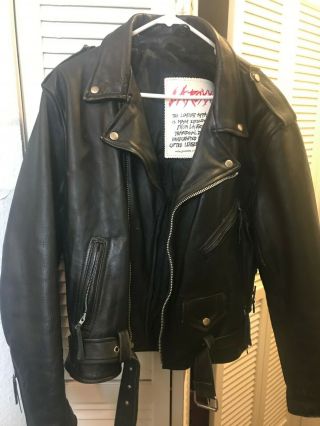 Vintage La Roxx Distressed Motorcycle Leather Jacket Black Size 44 Rare