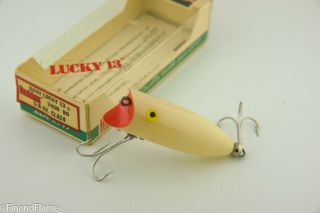 Heddon Dowagiac Baby Lucky 13 Spook Vintage Lure In Correct Box Bone Et12