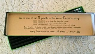 Vtg Venus Treasurer Pencils - Box Of (12) One Of The Executive Group 3826