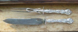 2 Pc Reed & Barton Sterling Intaglio Carving Set