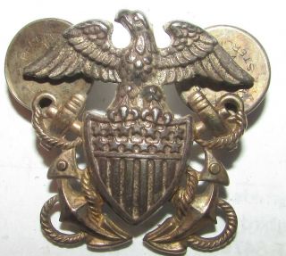 Amico Ww2 Sterling & 1/20th 10k Gf Officers Garrison Cap Pin U.  S.  Navy