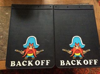 Vintage Rubber Nos “back Off” Mud Flaps Featuring Yosemite Sam,  Measure 12 X 18