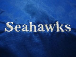 VTG 80s 90s Starter NFL Seattle Seahawks Nylon Satin Bomber Jacket Blue X - Large 3