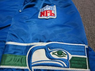 VTG 80s 90s Starter NFL Seattle Seahawks Nylon Satin Bomber Jacket Blue X - Large 4