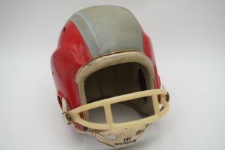 Vintage Macgregor E64 Football Helmet Red With Grey Stripe Euc