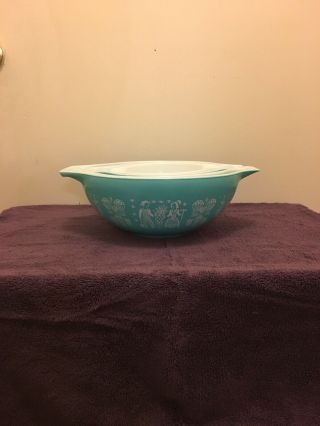 Vintage Pyrex Amish Butterprint Turquoise Cinderella Mixing Bowl Set Of 4 Euc