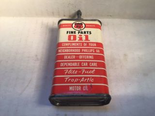 Vintage Phillips 66 Oil Can handy oiler Lead Top 4 oz Rare tin Mobil Shell Mopar 8