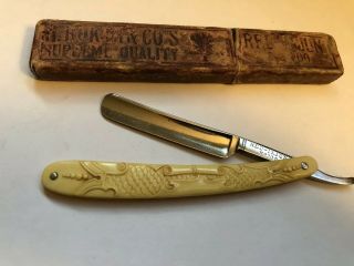 Vintage Rare 1/2” H.  Boker & Co.  Red Injun 100 Razor Shave Ready Made In Germany