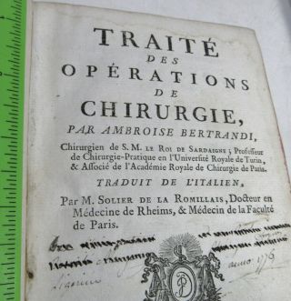 BERTRANDI - OPERATIONS DE CHIRURGIE/1769/RARE 1st Ed.  /4 ENGRAVED PLTS/FINE LEATHER 8