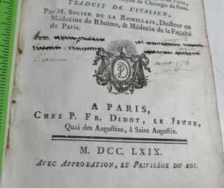 BERTRANDI - OPERATIONS DE CHIRURGIE/1769/RARE 1st Ed.  /4 ENGRAVED PLTS/FINE LEATHER 9