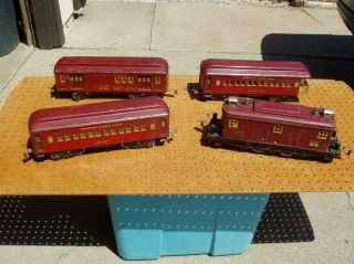 Vintage American Flyer 4019,  3 Matching America Passenger Cars Tin Fair Cond