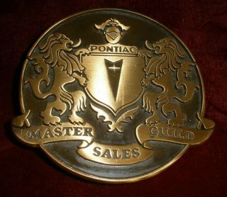 Collectible Vintage Pontiac Master Sales Guild Badge - Plaque Brass Early 80 