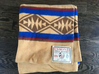 Vintage Esmond Indian Blanket Double Woven Reversible Design Navajo - 64x78