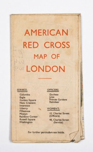 Vintage Ww2 American Red Cross,  Folding Map Of London