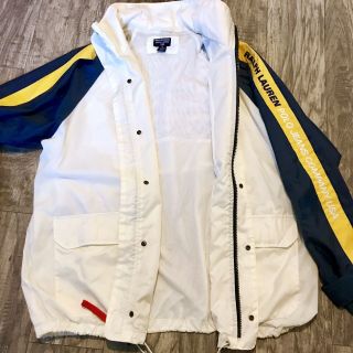 Vintage Polo Jeans Co Usa Ralph Lauren Spell Out Windbreaker Mens M Off White