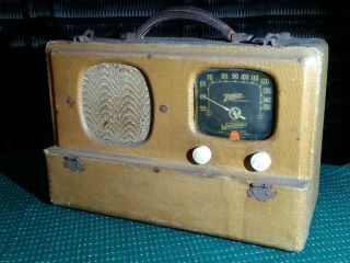 Vintage 1940s Zenith Long Distance Radio W Wavemagnet Mod 6g501m 15 " Lx11 " H