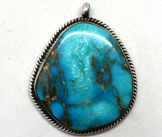 Vintage Native American Navajo Sterling Silver And Turquoise Pendant