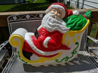 Os Vintage Grand Venture Santa In Sleigh With Reindeer Blow Molds W Box