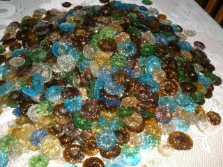 200 Vintage Carved Color Glass Beads Flowers For Chandelier Parts Up To 1.  5 "