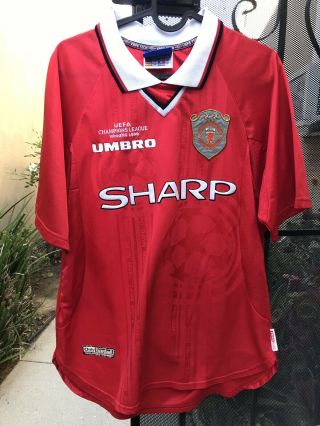 Manchester United 1999 Champions League Home Jersey Umbro Shirt Medium M Vintage