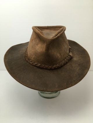 Vintage Minnetonka Leather Outback Hat Men Size Xl Brown Usa Made