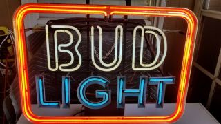 Vintage Retro Bud Light Beer Neon Light 26 " X 22 "
