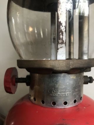 Coleman Vintage Lantern Single Mantle RED 200A 12/1955 Camping Gas Light USA 3