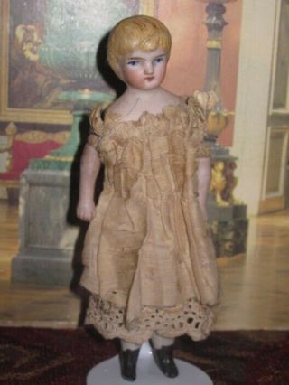 Precious 5 " Antique All Parian Head Dollhouse Girl Doll