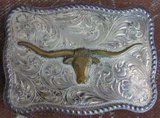 Old Western Sterling Silver Cowboy Buckle " Diablo " 1940 
