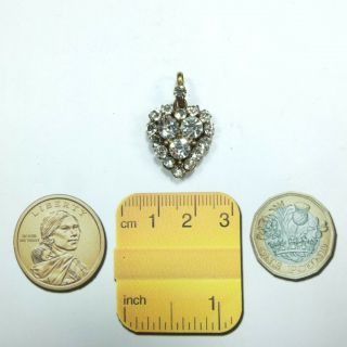 Stunning Antique Victorian Larger Size Heart Shaped Diamond Paste Pendant & Bale
