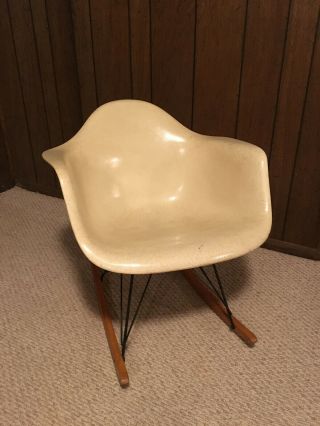 Vintage Eames Fiberglass Shell Rocker Rocking Chair