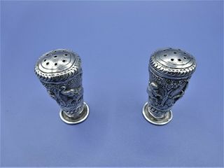 Quality Antique Solid Silver Anglo Indian Pair Peppers C.  1890 3