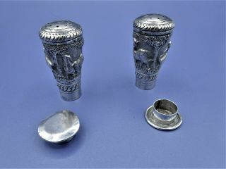 Quality Antique Solid Silver Anglo Indian Pair Peppers C.  1890 5